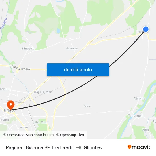 Harta de Prejmer | Biserica SF Trei Ierarhi către Ghimbav