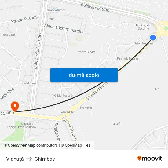 Harta de Vlahuță către Ghimbav