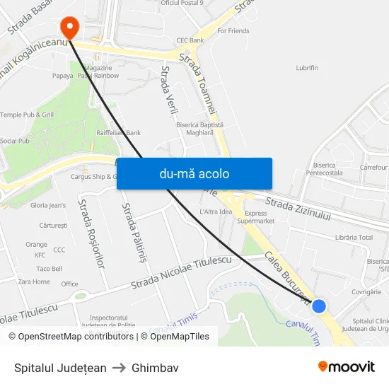 Harta de Spitalul Județean către Ghimbav