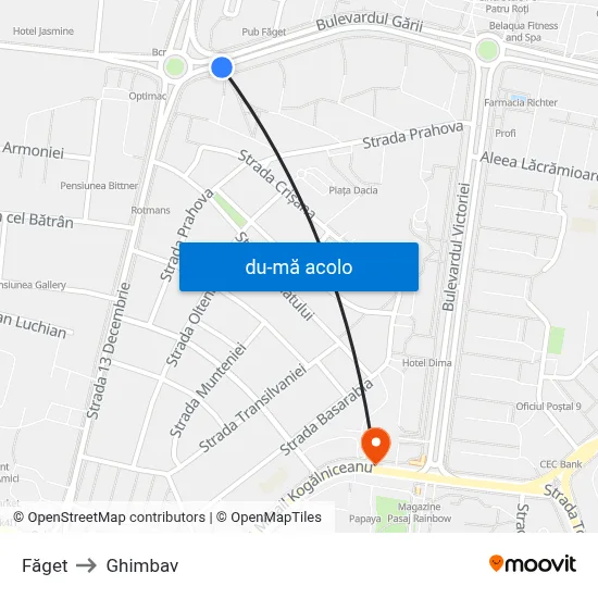 Harta de Făget către Ghimbav