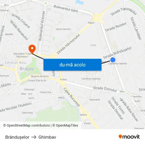 Harta de Brândușelor către Ghimbav