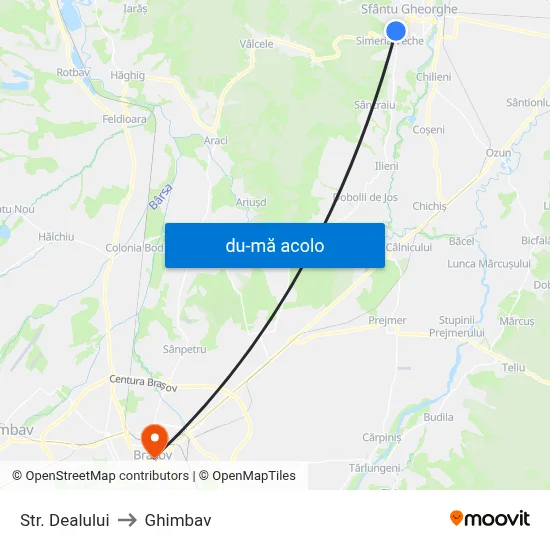 Harta de Str. Dealului către Ghimbav