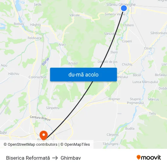 Harta de Biserica Reformată către Ghimbav