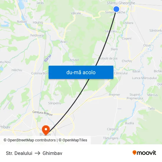 Harta de Str. Dealului către Ghimbav