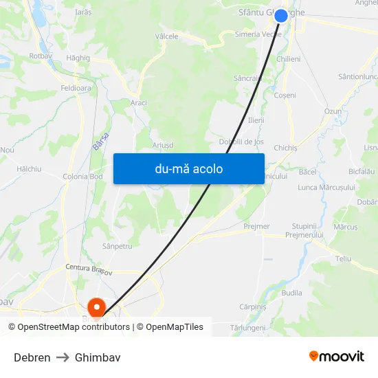 Harta de Debren către Ghimbav
