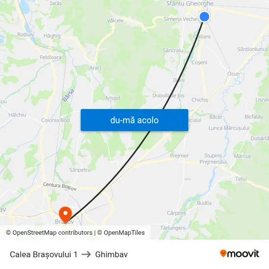 Harta de Calea Brașovului 1 către Ghimbav