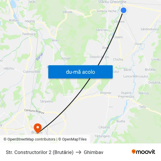 Harta de Str. Constructorilor 2 (Brutărie) către Ghimbav