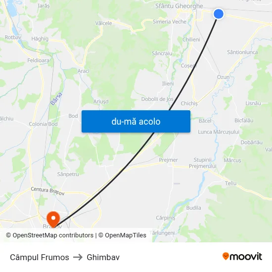 Harta de Câmpul Frumos către Ghimbav