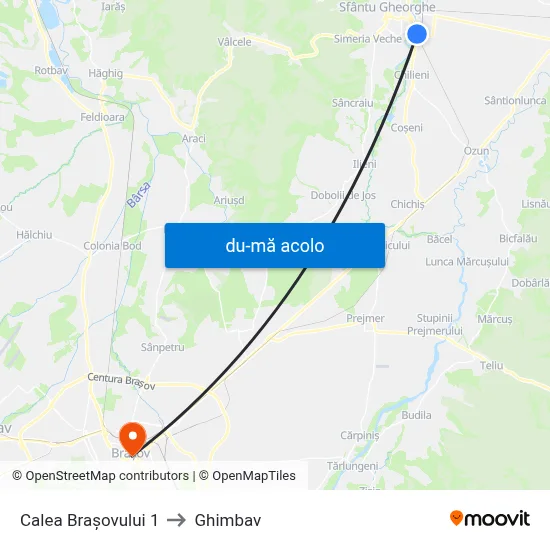 Harta de Calea Brașovului 1 către Ghimbav