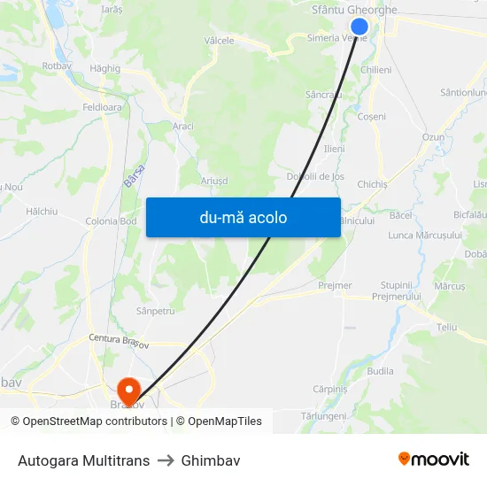 Harta de Autogara Multitrans către Ghimbav