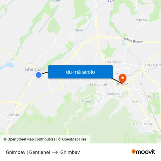 Harta de Ghimbav | Gențianei către Ghimbav