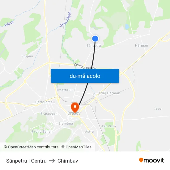 Harta de Sânpetru | Centru către Ghimbav