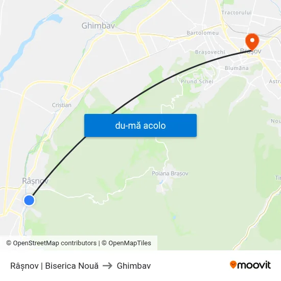 Harta de Râșnov | Biserica Nouă către Ghimbav