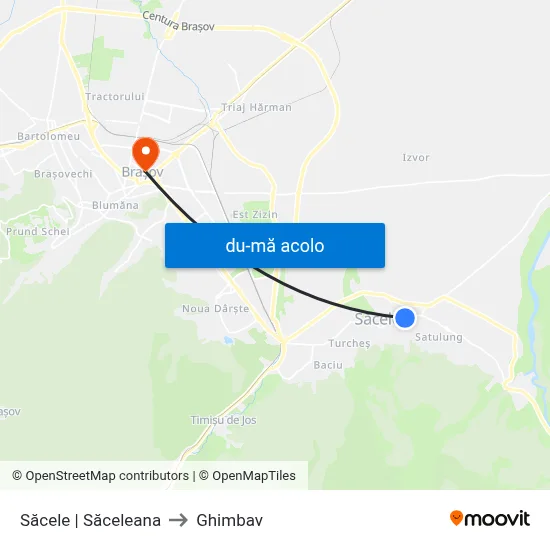 Harta de Săcele | Săceleana către Ghimbav