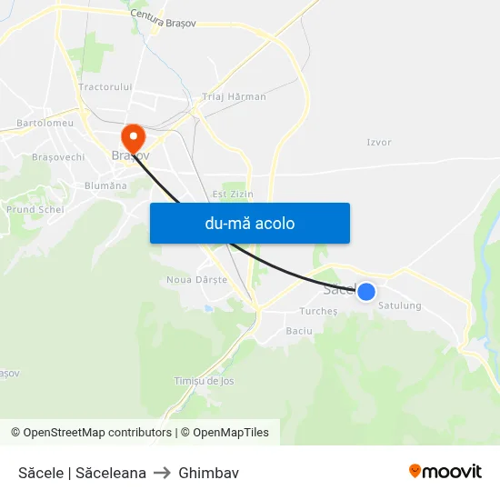 Harta de Săcele | Săceleana către Ghimbav