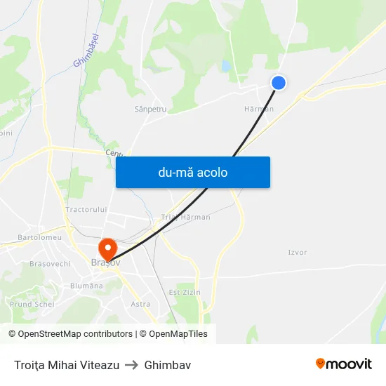 Harta de Troiţa Mihai Viteazu către Ghimbav