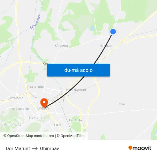 Harta de Dor Mărunt către Ghimbav