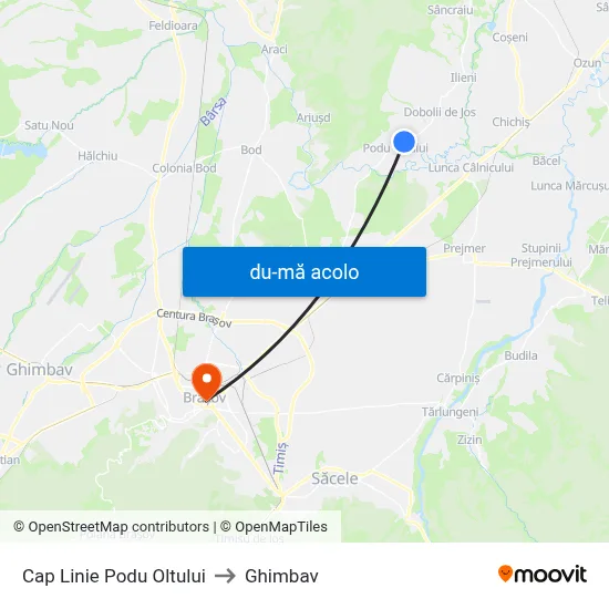 Harta de Cap Linie Podu Oltului către Ghimbav