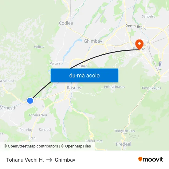 Harta de Tohanu Vechi H. către Ghimbav