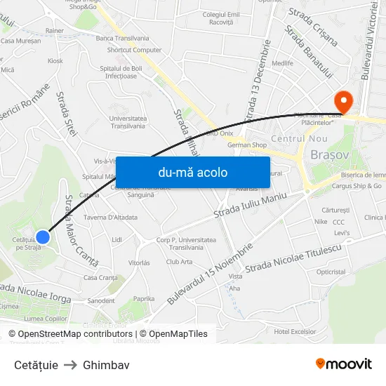 Harta de Cetățuie către Ghimbav