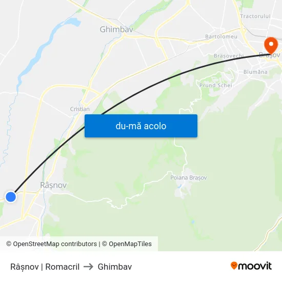 Harta de Râșnov | Romacril către Ghimbav