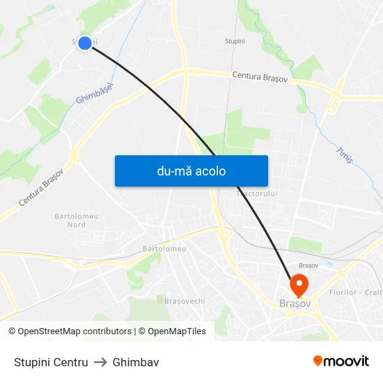 Harta de Stupini Centru către Ghimbav