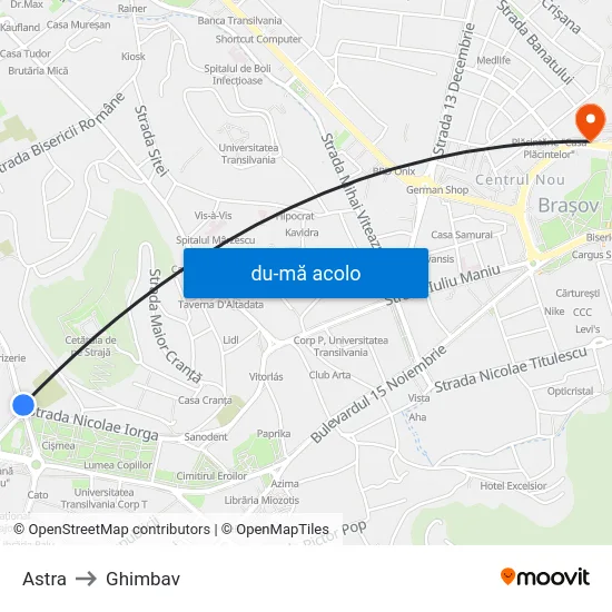 Harta de Astra către Ghimbav