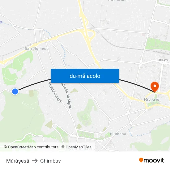 Harta de Mărășești către Ghimbav