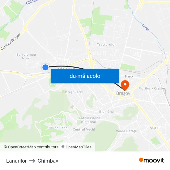 Harta de Lanurilor către Ghimbav