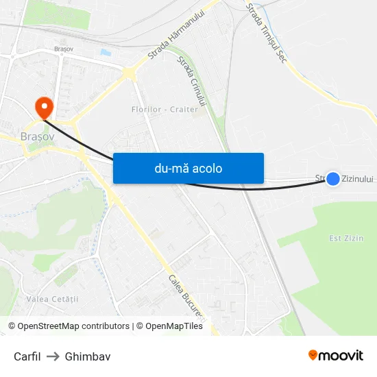 Harta de Carfil către Ghimbav