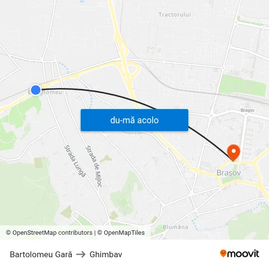 Harta de Bartolomeu Gară către Ghimbav