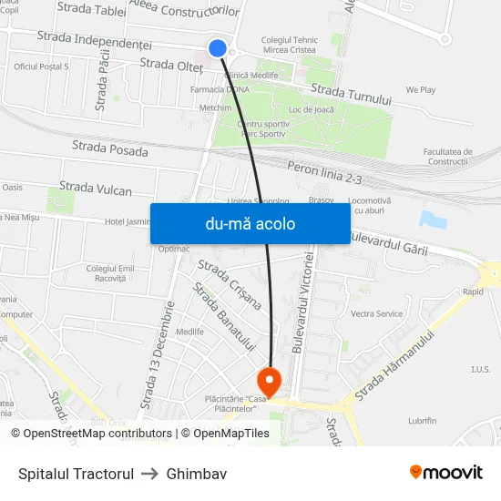 Harta de Spitalul Tractorul către Ghimbav