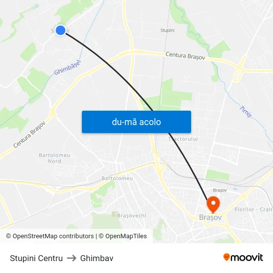 Harta de Stupini Centru către Ghimbav