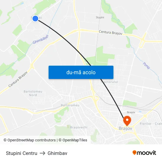 Harta de Stupini Centru către Ghimbav