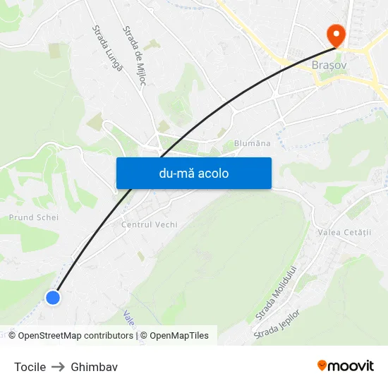 Harta de Tocile către Ghimbav