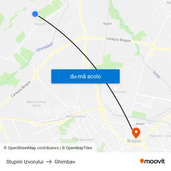 Harta de Stupini Izvorului către Ghimbav
