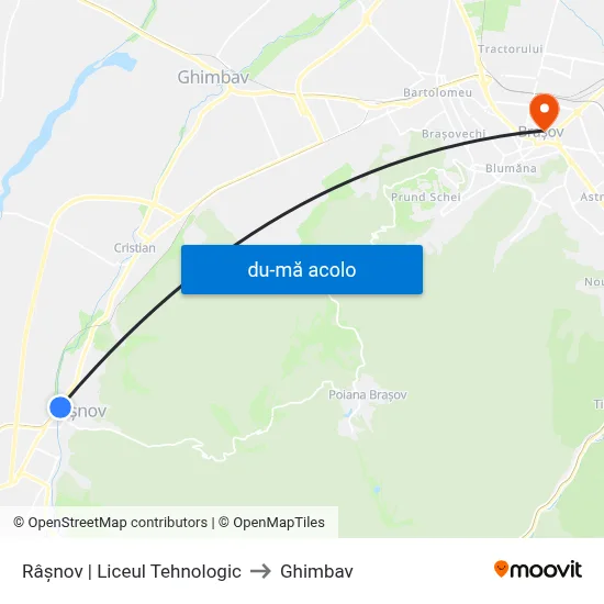 Harta de Râșnov | Liceul Tehnologic către Ghimbav