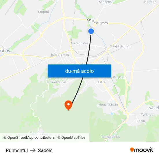 Harta de Rulmentul către Săcele