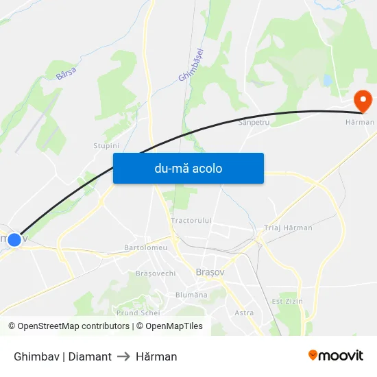 Harta de Ghimbav | Diamant către Hărman