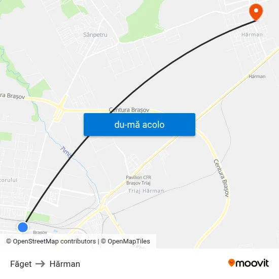 Harta de Făget către Hărman