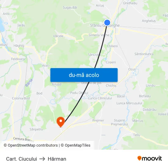 Harta de Cart. Ciucului către Hărman