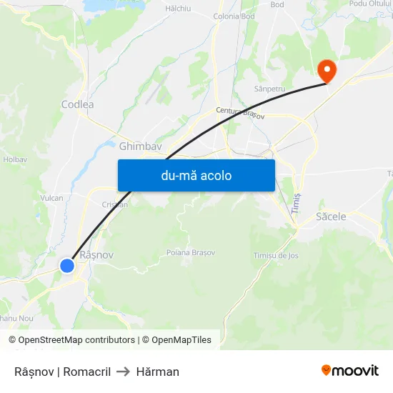 Harta de Râșnov | Romacril către Hărman