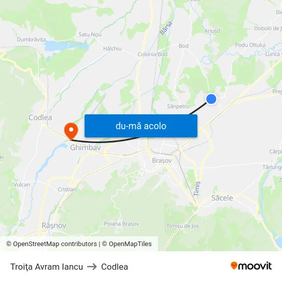 Harta de Troiţa Avram Iancu către Codlea