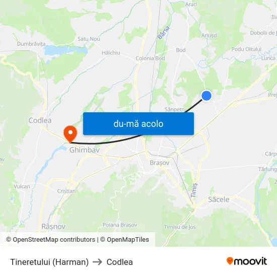 Harta de Tineretului (Harman) către Codlea