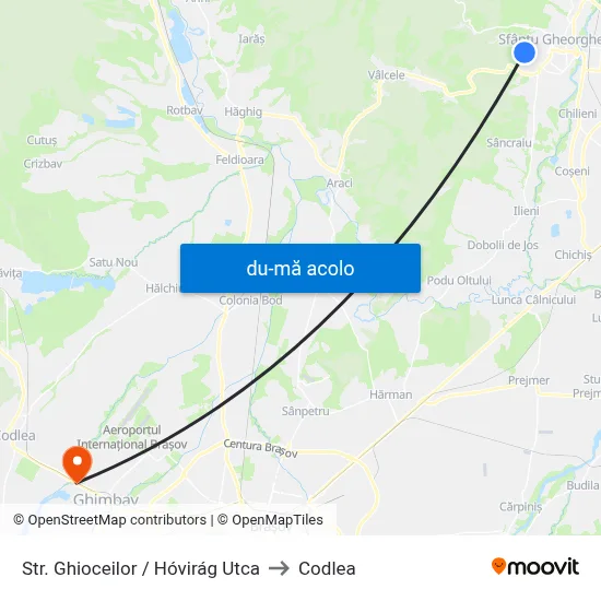 Harta de Str. Ghioceilor / Hóvirág Utca către Codlea
