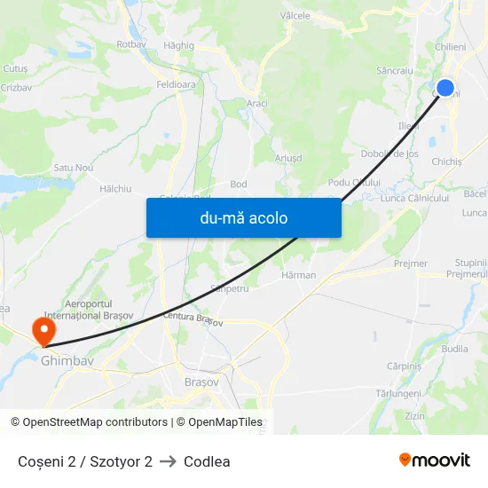 Harta de Coșeni 2 / Szotyor 2 către Codlea