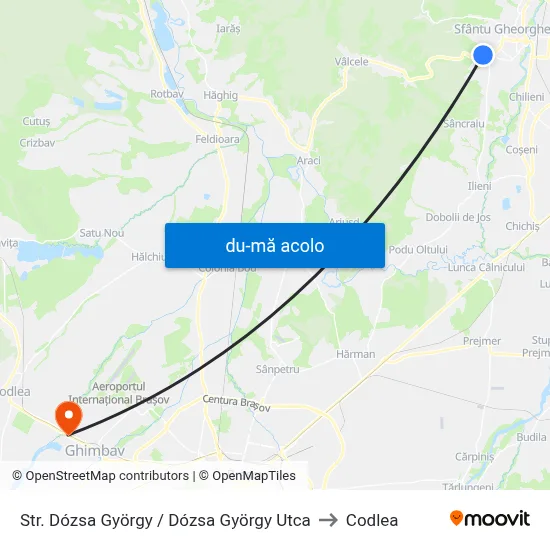 Harta de Str. Dózsa György / Dózsa György Utca către Codlea