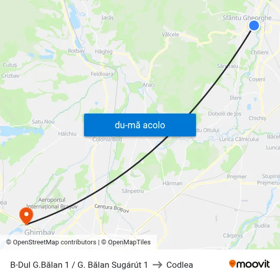 Harta de B-Dul G.Bălan 1 / G. Bălan Sugárút 1 către Codlea