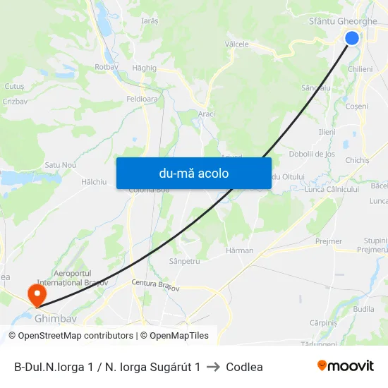Harta de B-Dul.N.Iorga 1 / N. Iorga Sugárút 1 către Codlea
