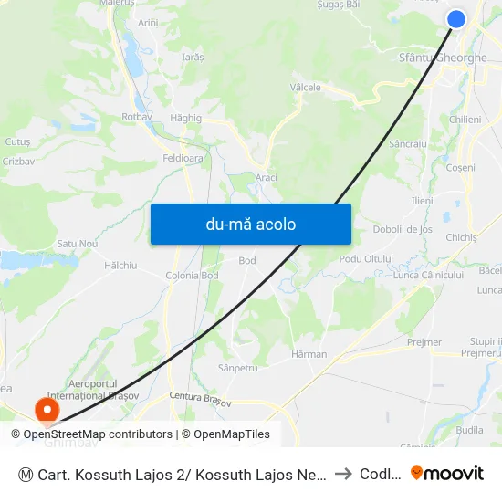 Harta de Ⓜ Cart. Kossuth Lajos 2/ Kossuth Lajos Negyed2 către Codlea